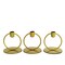 3 Gold Metal Ring Taper CANDLE HOLDERS Set Round Base